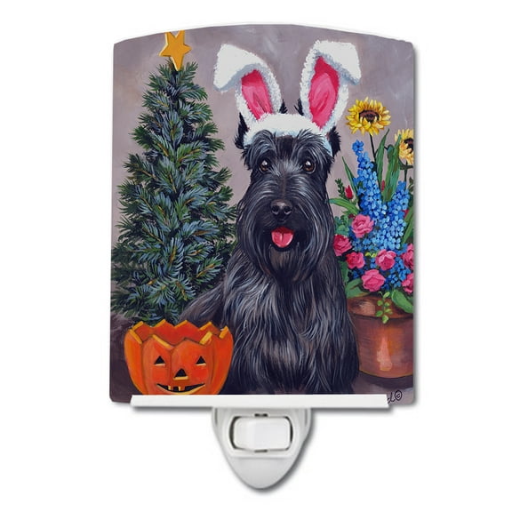 Caroline's Treasures PPP3138CNL Scottish Terrier Scottie for All Seasons Ceramic Night Light, 6x4x3", multicolor