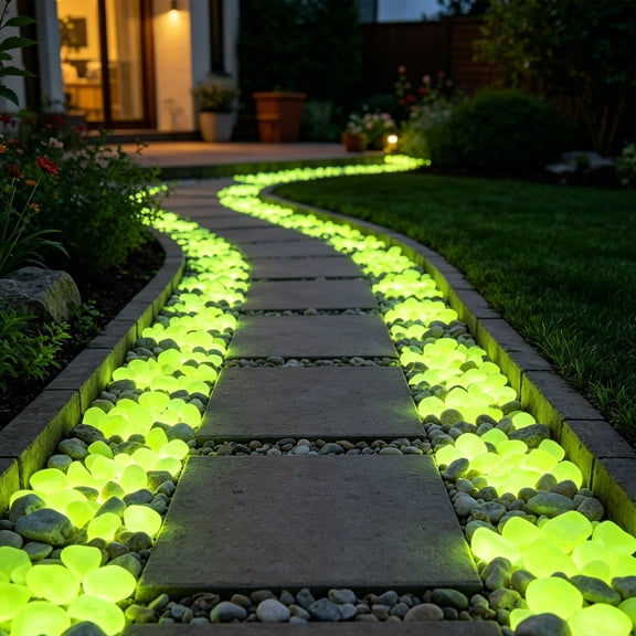 Deeceymbur 1000pc Colorful Glowing Garden Stones Luminous Pebbles for Night Guide Outdoor Landscaping Decor Aquarium Rocks