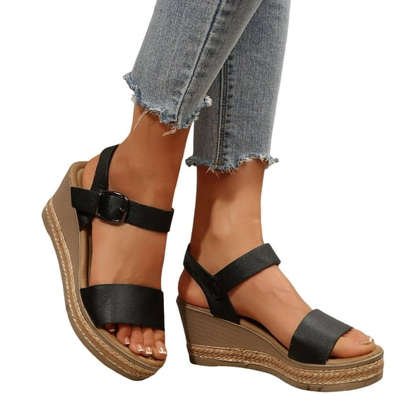 Womens Platform Espadrilles Wedges Dress Sandals 2025 Summer Trendy Leather Chunky High Heels Shoes Laides