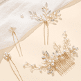 thumbnail image 3 of MIALLO Gold Pearl Hair Side Comb with 3 Matching Pins, Rhinestone Hair Piece for Prom & Evening Party, Elegant Hair Jewelry for Women, 3 of 8