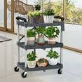 thumbnail image 2 of Portable Collapsible Service Cart, 3 Tier Folding Utility Cart Storage Trolley with 2 Lockable Wheels, 2 of 9