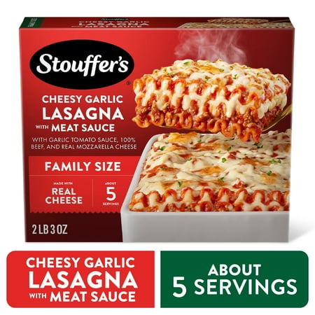 Stouffer’s Cheesy Garlic Lasagna with Meat Sauce, Family Size Lasagna, Easy Frozen Dinners 35 oz