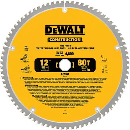 Dewalt® Construction™ 12" 80T Fine Finish Saw Blade