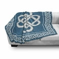 thumbnail image 3 of Irish Soft Flannel Fleece Throw Blanket, Celtic Love Knot Fortune Symbol Framework Border Design, Cozy Plush for Indoor and Outdoor Use, 50" x 70", Dark Aqua White, by Ambesonne, 3 of 6