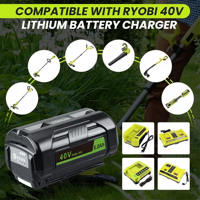 2Pack 6.0Ah Replacement for Ryobi 40V Battery OP4050 OP4040 OP40601 Compatible with Ryobi 40 Volt Battery Power Tools