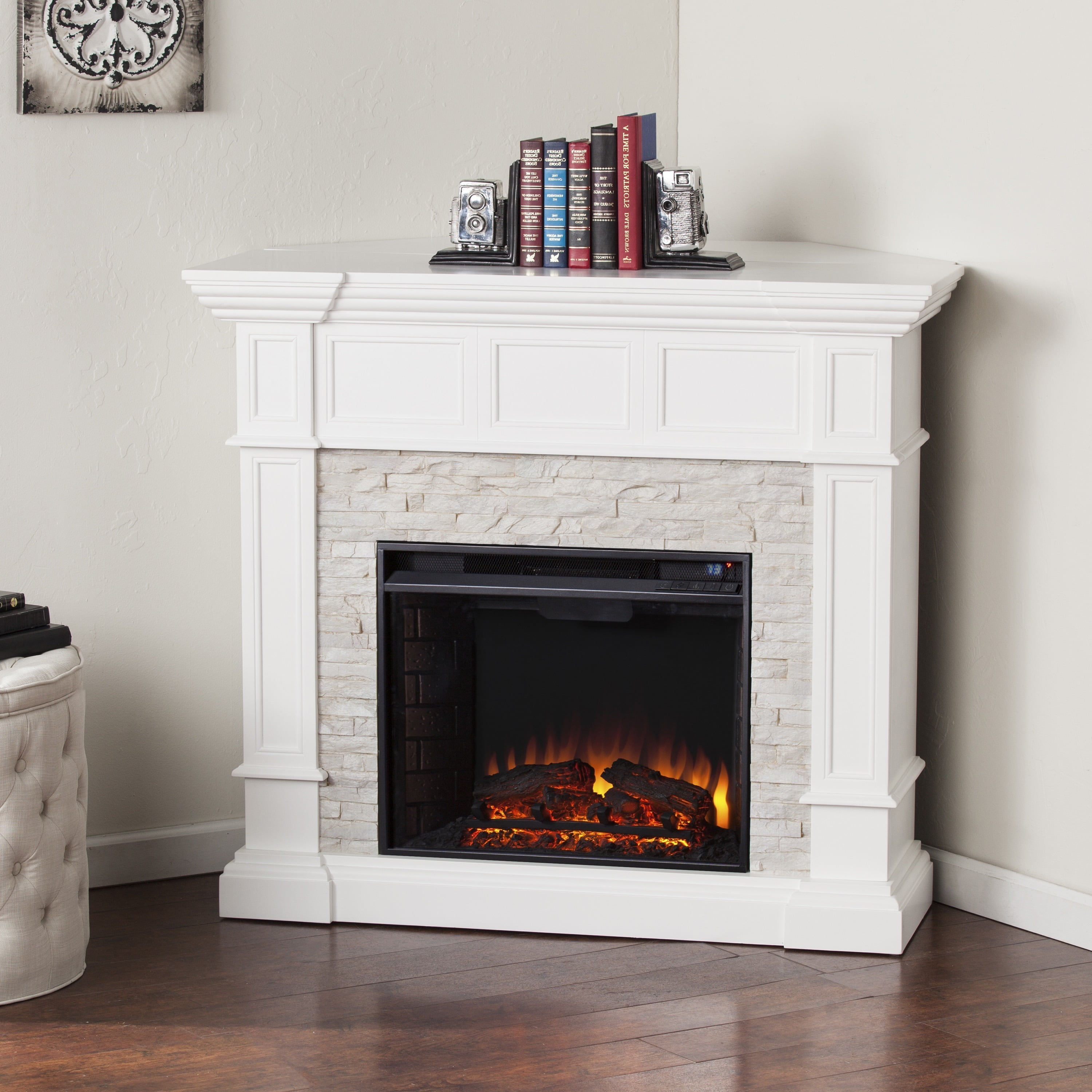 Oliver & James Lochner White Faux Stone Corner Convertible Electric