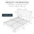 Einfach Queen Wooden Platform Bed Frame with Upholstered Wingback Linen