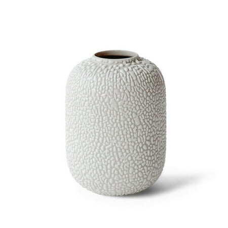 Hosley's 7.5 inch High, Ivory Ceramic Textured Lichen Vase