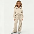 thumbnail image 5 of Enjoytime Girls Outfits Collared Quarter Zip Sweatshirt Pants 2 Piece Set Kids Casual Fashion Long Sleeve Sweatsuit, 5 of 7