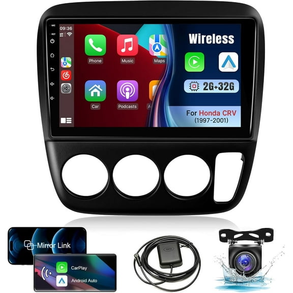 Car Stereo Radio for Honda CRV 1997-2001 with Wireless CarPlay Android Auto, 9” IPS Touch Screen Support WiFi GPS Navigation,FM/Back-up Camera/SWC/Split Screen