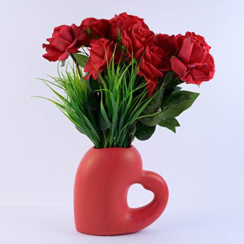 mum valentine day gift ceramic heart rose flower vase Bloomair Brown, black 