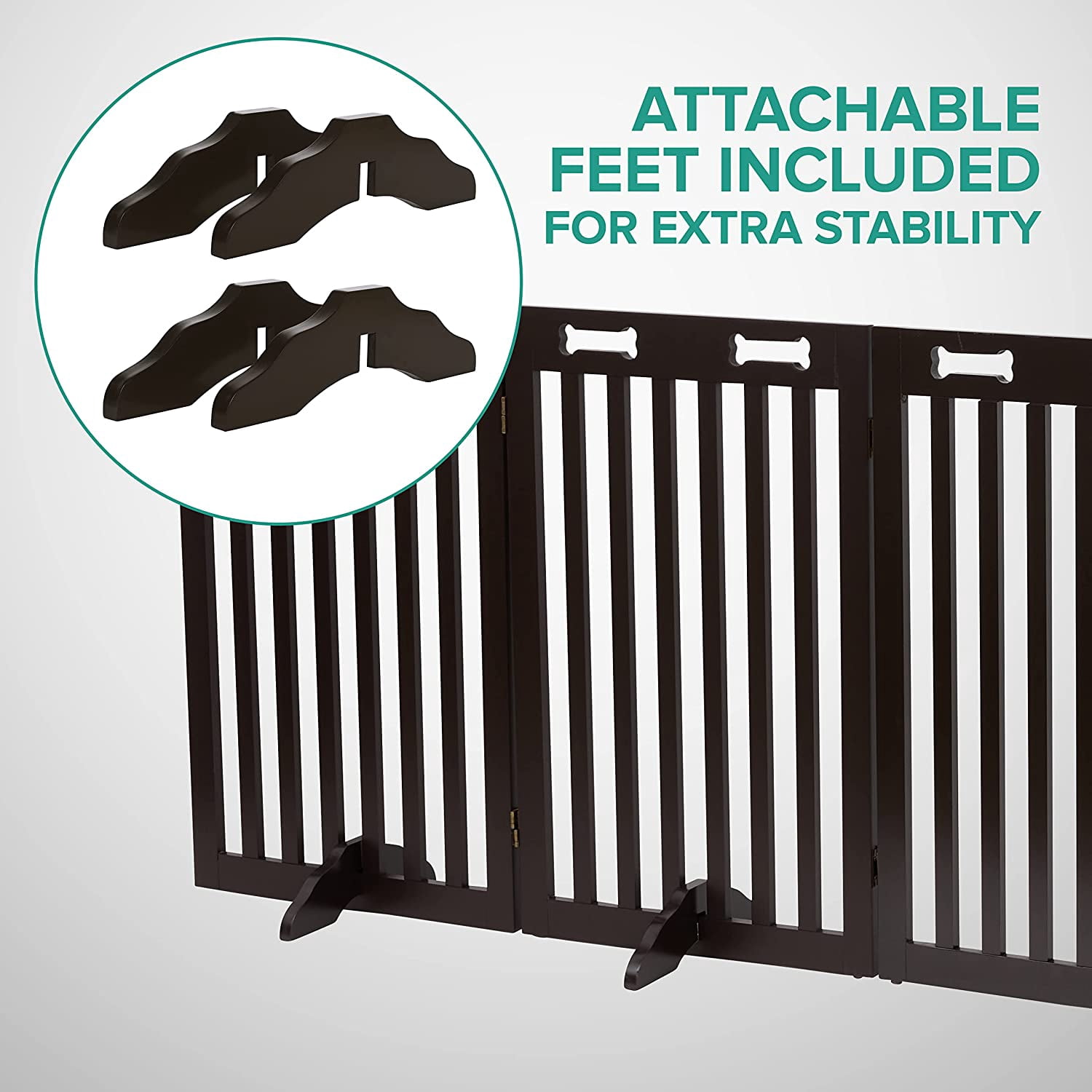 Arf Pets Indoor 6-Panel Wood Dog Gate with Door, 360° Configurable Pet Fence