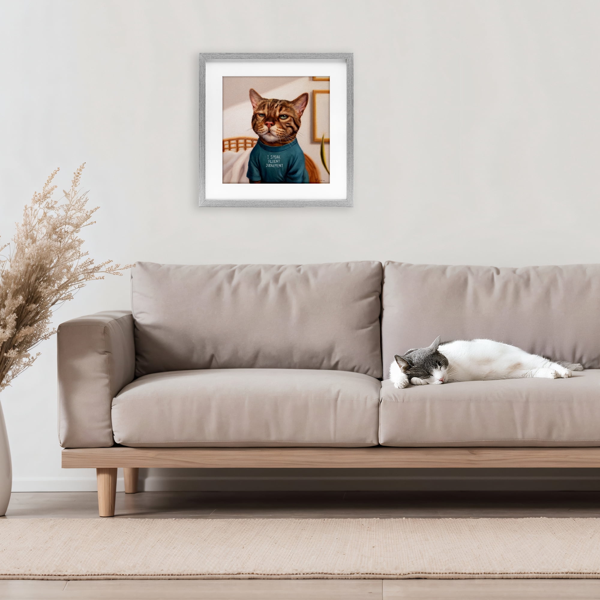 Stupell Industries Cattitude Speak Fluent Judgement Gray Framed Print Under Glass, design by Lucia Heffernan