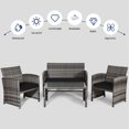 thumbnail image 3 of Costway 8PCS Patio Rattan Furniture Set Conversation Glass Table Top Sofa Cushioned, Black, 3 of 6