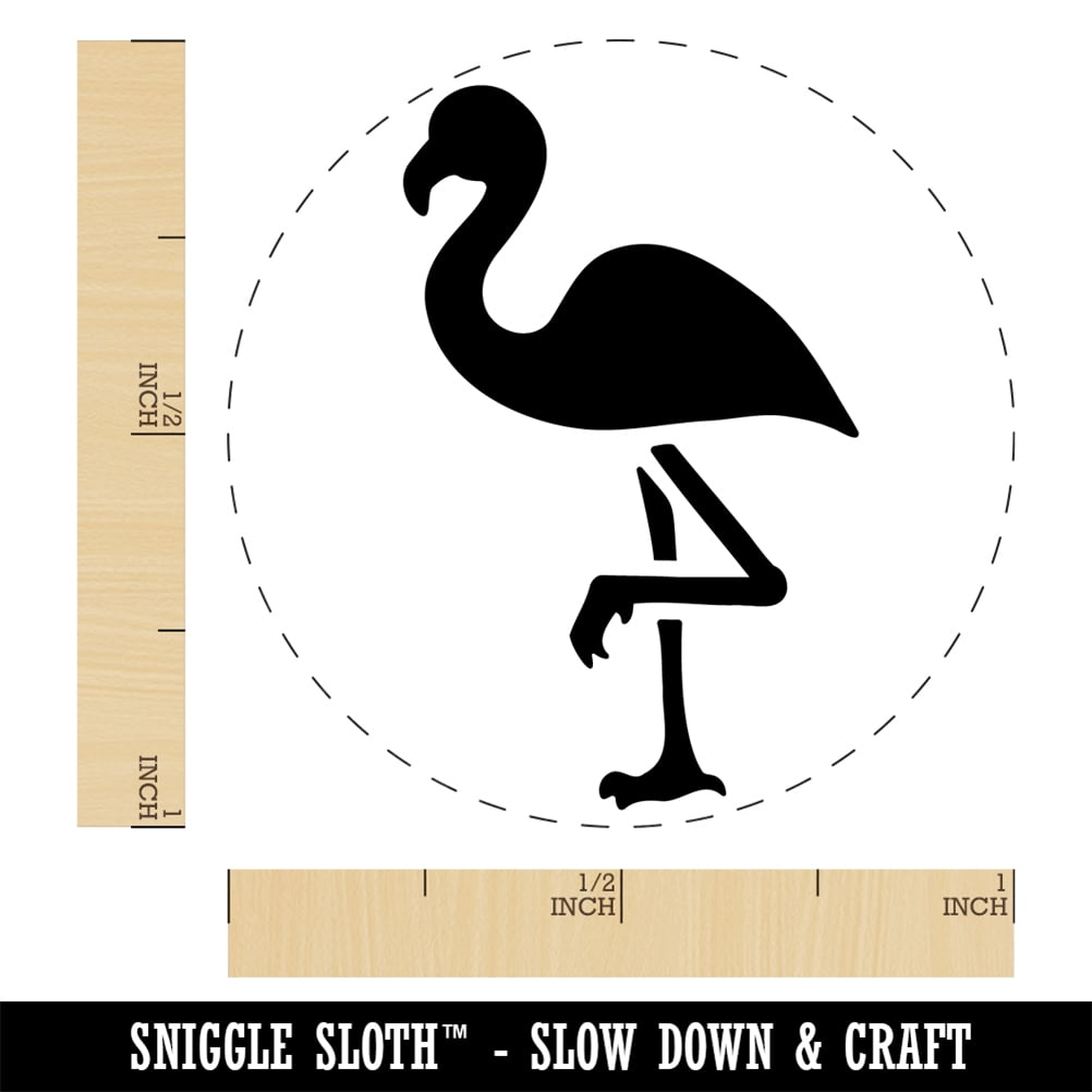 Standing Flamingo Self-Inking Rubber Stamp Ink Stamper - Brown Ink - Medium 1 Inch
