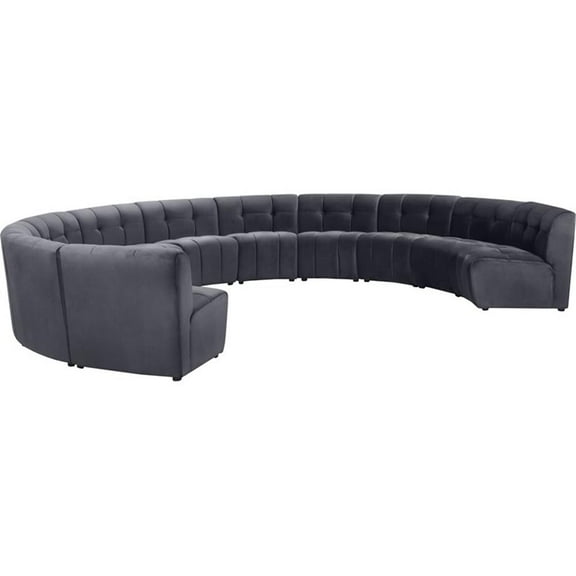 Maklaine 11-Piece Modular Contemporary Velvet Sectional Sofa in Gray