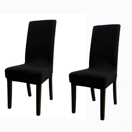 Unique Bargains 2 Pcs Spandex Stretch Chair Protector Cover Slipcover for Restaurant Dinning Room Black