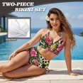 thumbnail image 4 of Garronmavis Women's Bikini Set Tummy Control High Waisted Swimsuits Tropical Floral Leopard Twist Front Crisscross Tie Back Bathing Suit Swimwear 2 Piece, 4 of 6