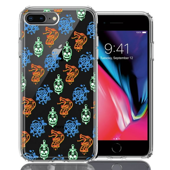 MUNDAZE For Apple iPhone 7/8 Plus Snakes Skulls Roses Design Double Layer Phone Case Cover