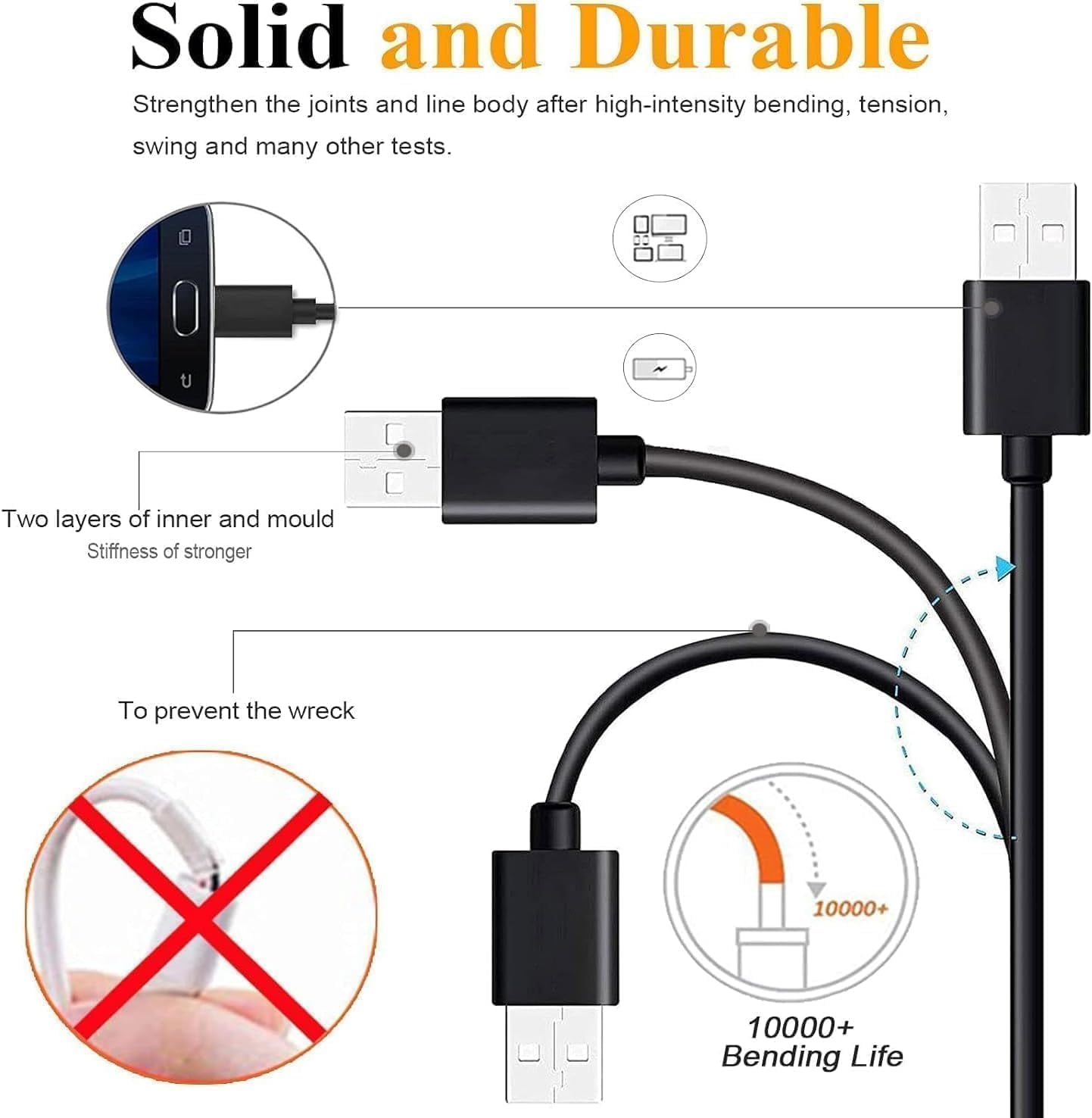 USB Data Cable for Texas Instruments TI-84 Plus CE Graphing Calculator Power Supply Charger Cord