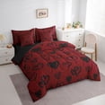 thumbnail image 4 of Feelyou Romantic Love Heart Twin Bedding Sets 7-Piece for Girl, Red Cartoon Bedding Comforter Set, Couple Anniversary Theme Reversible Sheet Sets, Luxury Bedroom Decor, 4 of 8