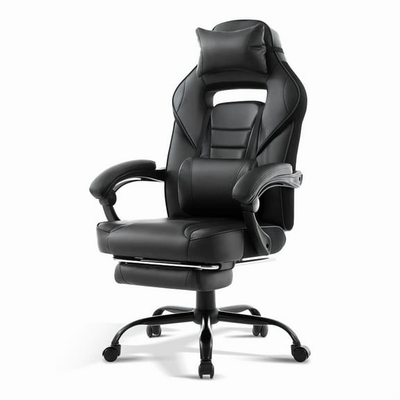 Towallmark Big And Tall Office Chair, High Back Leather Gaming Chair With Footrest, Ergonomic Computer Chair, Adjustable Lumbar Support & Headrest, 360 Swivel, For Home Office