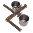 thumbnail image 4 of Soporte de madera para loros con cuenco de comida de acero inoxidable, juego de comedero combinado con jaula para pájaros, 4 of 12