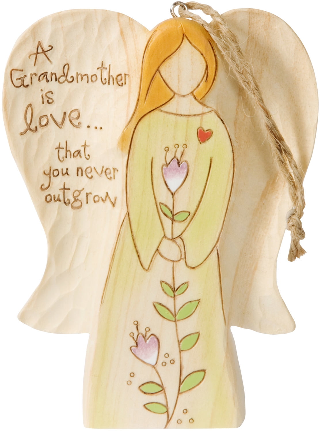 Pavilion 4.5 Wooden Carved Angel Figurine Ornament Forever in Our Hearts Memorial in Memory Gifts Pavilion Gift Company 78018