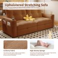 thumbnail image 2 of Leumius 73.2" Convertible Corduroy Sofa Bed with Pull Out Bed ,2-in-1 Multi-Functional Sofa Couch with Steel Frame for Living Room,Bedroom,Apartment,Small Spaces,Orange, 2 of 7