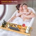 thumbnail image 4 of Bambloom Luxury Bathtub Tray,Bamboo Expandable Bath Tub Tray Table with Brush & Soap Holder,Natural, 4 of 9