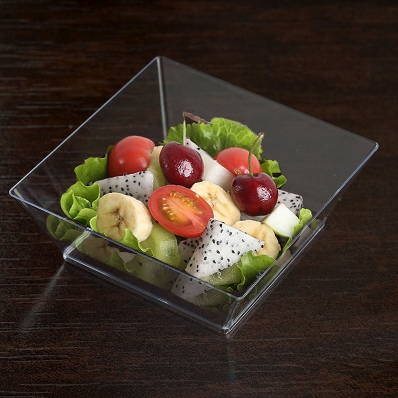Efavormart Set of 12 - 10oz Clear Innovative Square Disposable Plastic Bowls for Wedding, Party, Banquet, Home, Picnic, Outdoor, Dinnerware, Restaurants, Salads, Desserts, Cereals, Soups