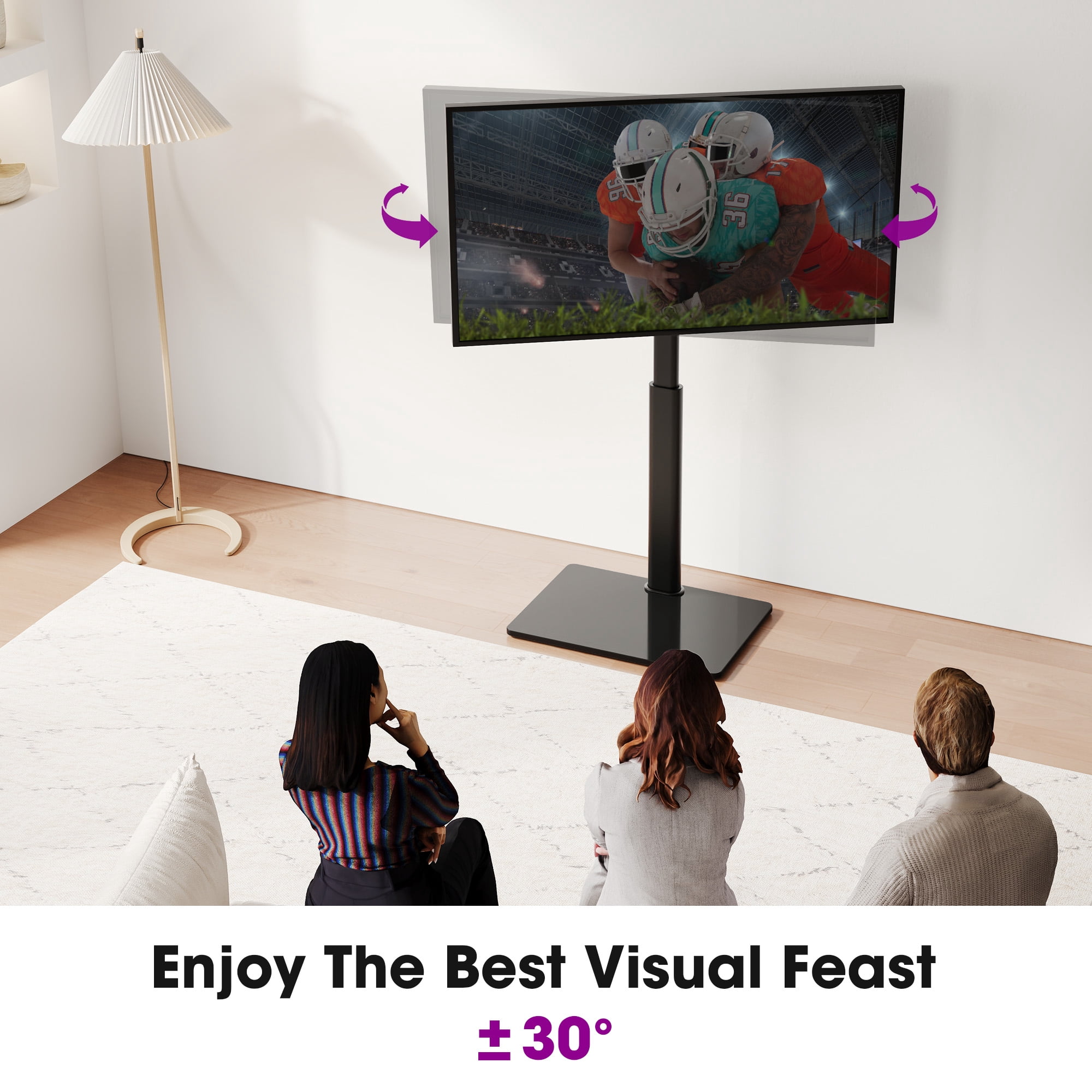 Modern Swivel Floor TV Stand up to 65 inch Tv,Black