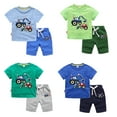 thumbnail image 3 of WOLLED 2Pcs Kids Baby Boys Tees Set Toddler Summer T-Shirt Set Crew Neck Tees +solid Colour Shorts Shirt Outfit Boys Short Sleeve Casual Versatile Shirt Set 1-8Y, 3 of 8