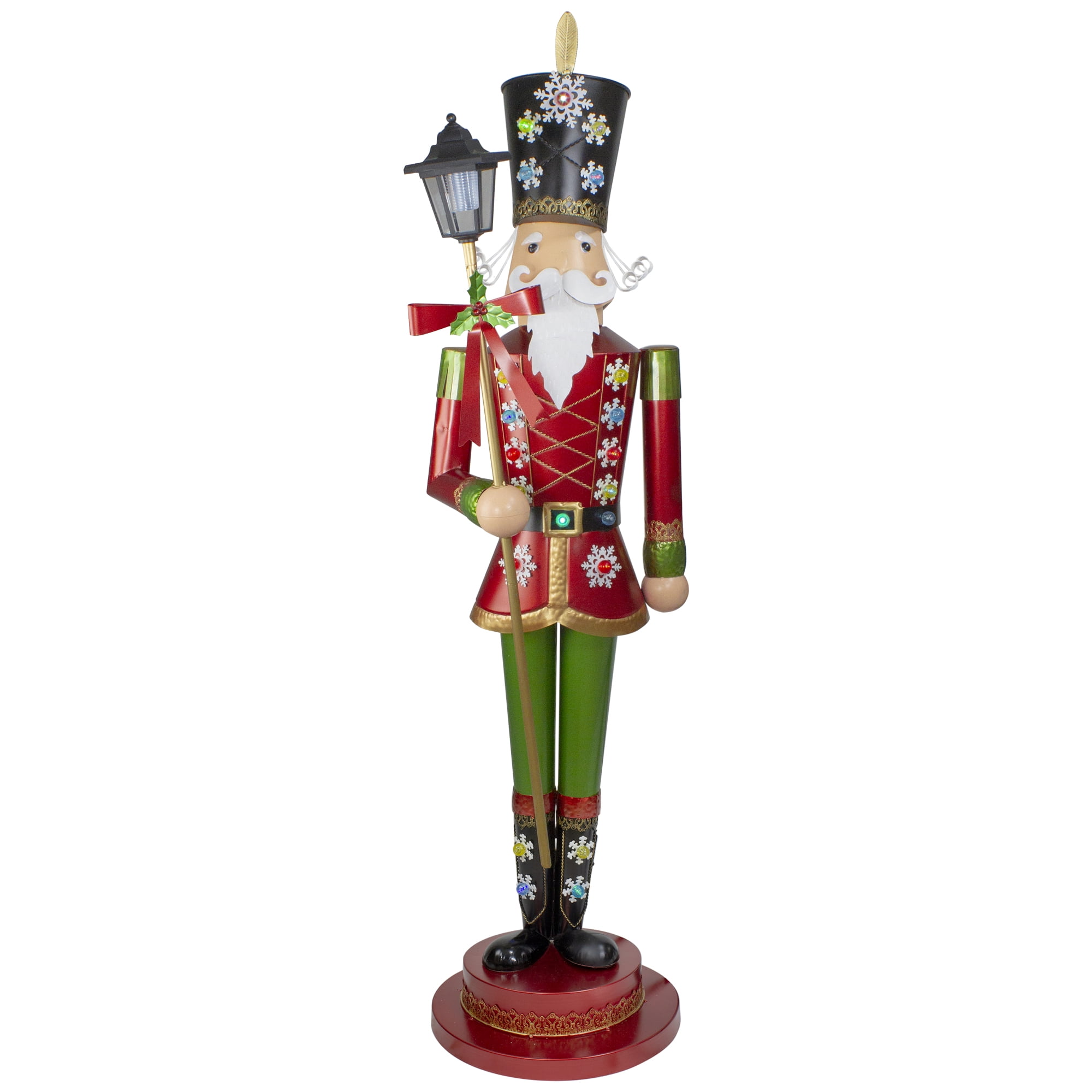52" Red and Green Lighted Nutcracker with Lantern Christmas Decoration
