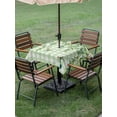 thumbnail image 4 of Outdoor Tablecloth with Umbrella Hole for Patio/Picnic/Party/Camping, Spring Plants Waterproof Table Cloth Square Cover Washable, Watercolor Birds Leaves Flowers Green Plaid (54"x 54"), 4 of 8