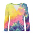 thumbnail image 3 of Going Out Tops for Women Casual Long Sleeve Fall Graphic Tshirts V Neck Lounge Wear Loose Pullover Yellow, 3XL, 3 of 6
