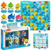 Baby Shark Game Board Set Tic-Tac-Toe Chutes & Ladders Stampers Figures Kids Playset PMI