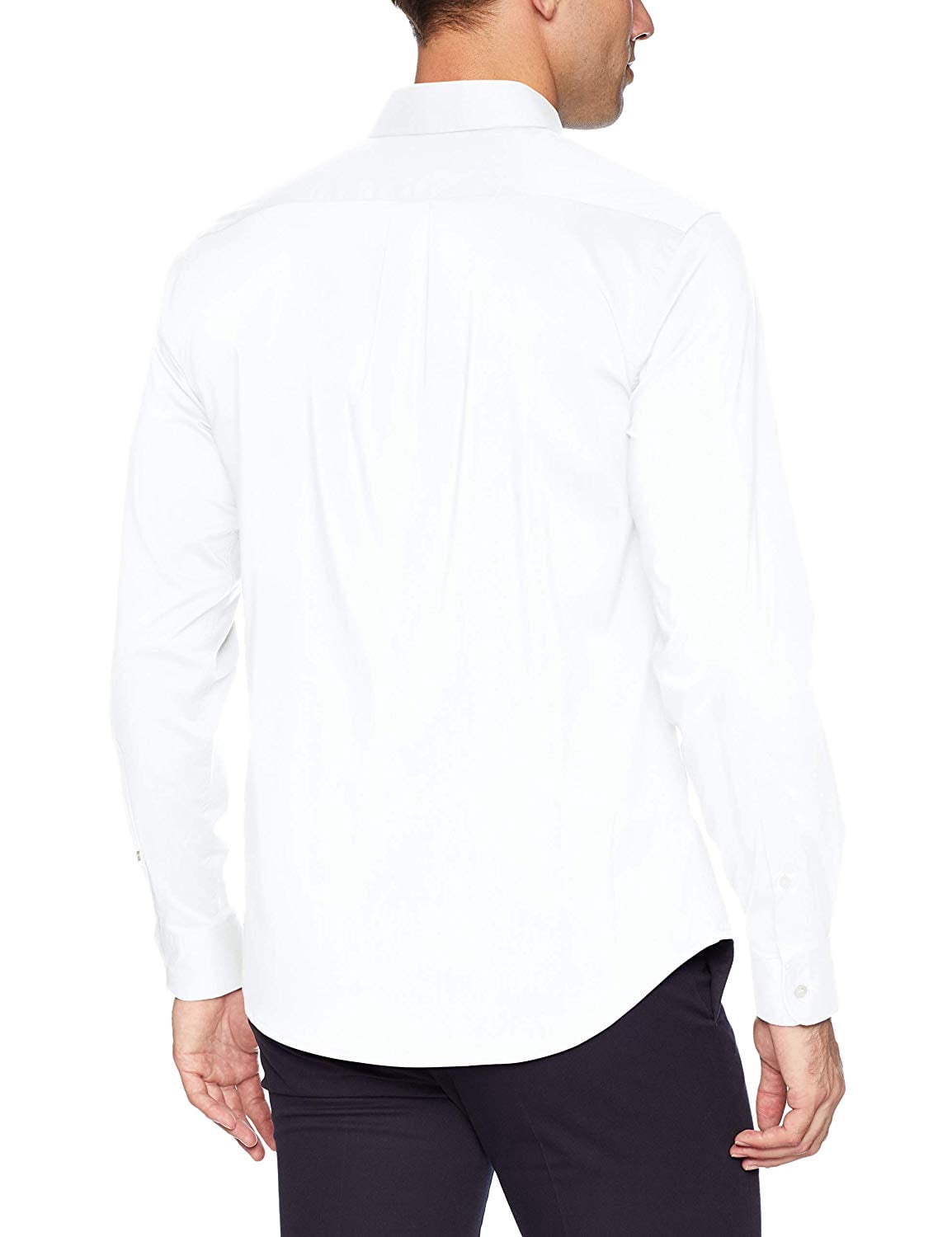 Dockers Men's Long Sleeve Button Front Comfort Flex Shirt, Paper White, Medium