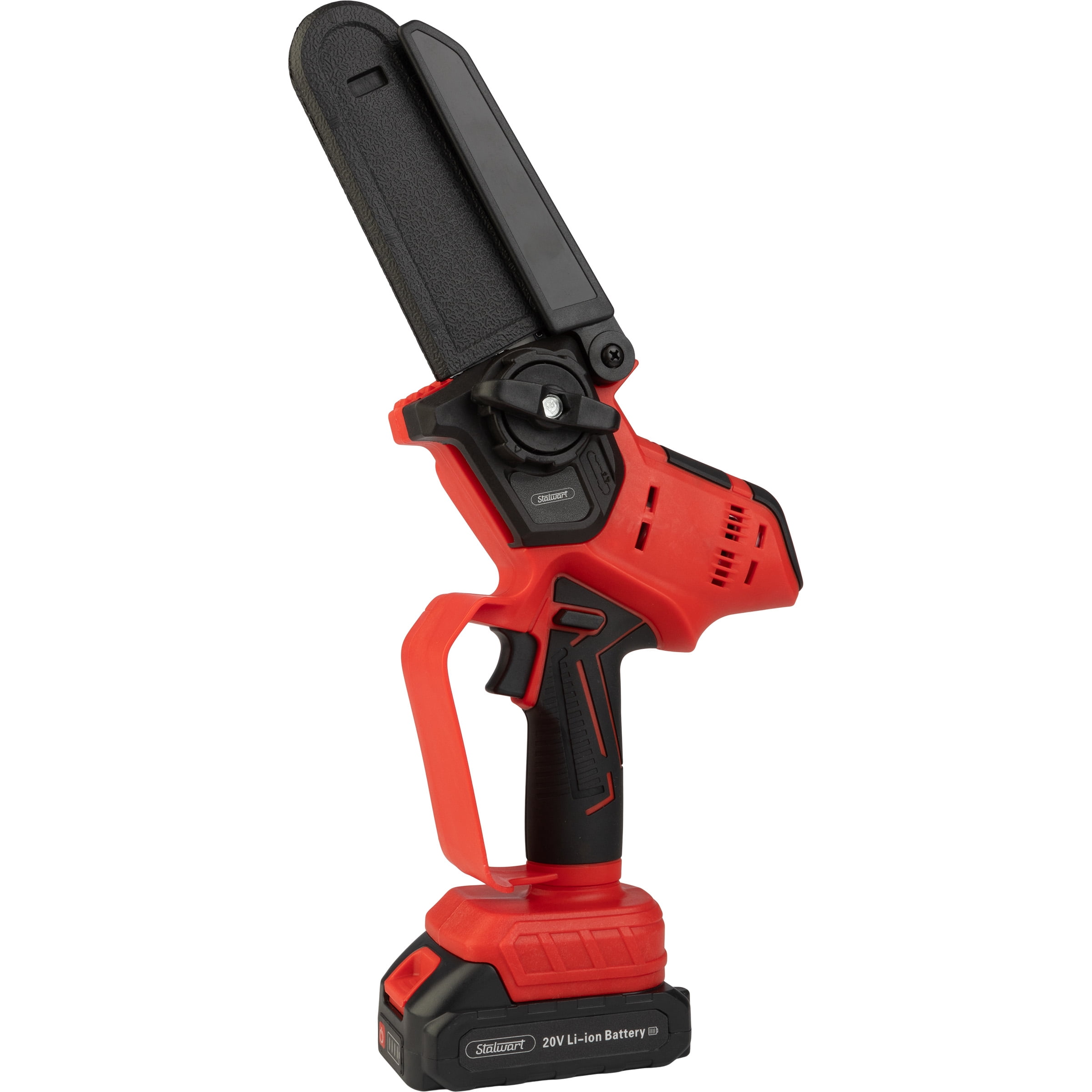 Stalwart 5-Inch Mini Chainsaw with 20V 1500mah Lithium Ion Battery (Red)