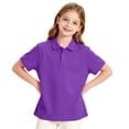 thumbnail image 4 of Girls Short Sleeve Basic Pique Polo Shirts School Uniform Golf Shirts Purple 130, 4 of 7