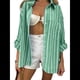 thumbnail image 3 of Camisa de Larga Clásica para Mujer, Blusa Informal de Larga con Botones y Corte Clásico. Verde M, 3 of 8
