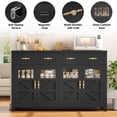 thumbnail image 5 of Homfa Buffet Cabinet with 2 Large Drawers & Glass Doors, 55.1” W Kitchen Sideboard Storage Cabinet with Adjustable Shelves, Buffet Table Dining Room Cabinet, Black, 5 of 8