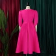 thumbnail image 5 of AURA Women’s Flared Mid Length Dress Round Neck Three Quarter Sleeve High Waist Zipper S XXXL, 5 of 7