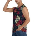 thumbnail image 3 of Fotbe Men's Roses Skulls Print Men's Sleeveless Muscle Tank Tops Casual T-Shirts for Gym Workout Beach-Medium, 3 of 8
