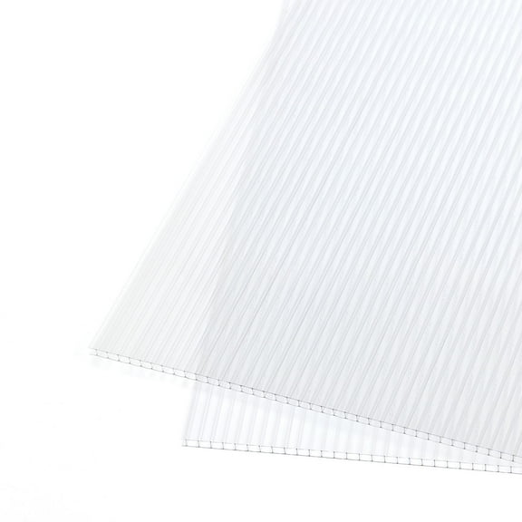 Aoodor 6Pcs 24'' (W) x 48'' (L) x 0.16'' Polycarbonate Greenhouse Panels,  Waterproof UV Protected Reinforced Sheets, Outdoor Garden and Greenhouse Covering, Twin-Wall Clear Sheets