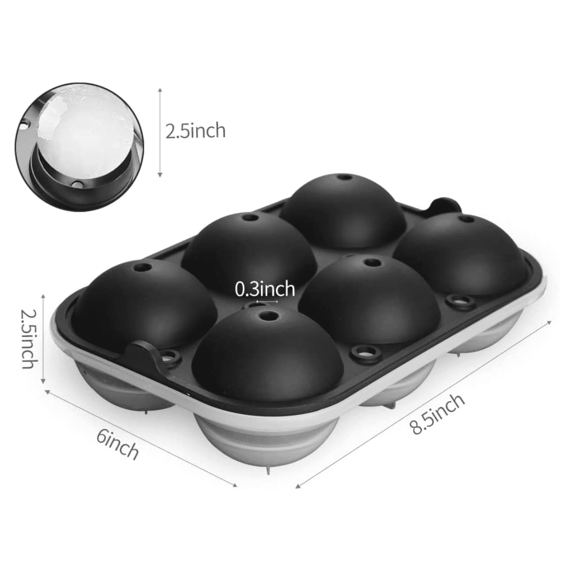  Rechishre Ice Cube Trays Silicone, Sphere Ice Ball Maker with  Lid for Whiskey and Cocktails & Bourbon, Reusable and BPA Free 1 Pack: Home  & Kitchen