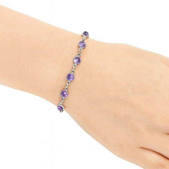 Natural Amethyst Cab - Brazil 925 Sterling Silver Bracelet Jewelry B-1001 SDB4680