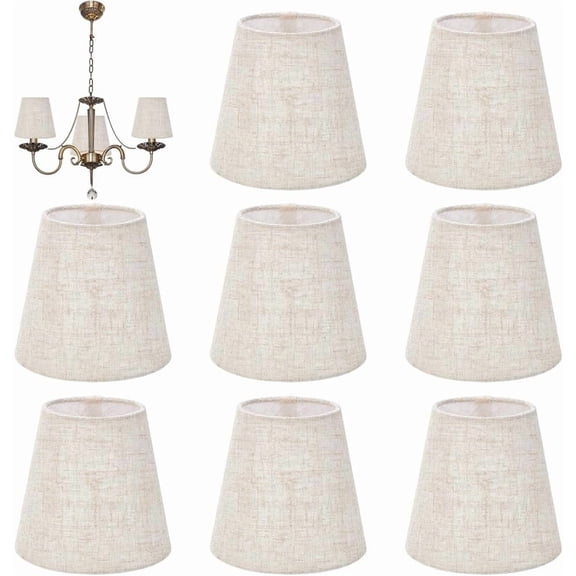 8Pcs Chandelier Lamp Shades Old Lace Linen Lampshade 9x14x13cm Burlap Lampshade Small Lamp Shades Clip On Bulb Lampshades Cover