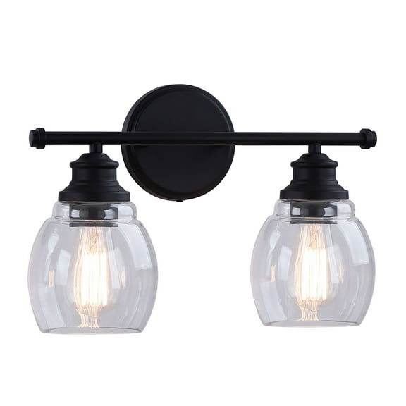 Aspen Creative 62318, Bathroom Vanity 2 Lights Fixture, 15" W x 10-3/8" H x 6-7/8" E, Oil Rubbed Bronze Finish, Bulb Not Included