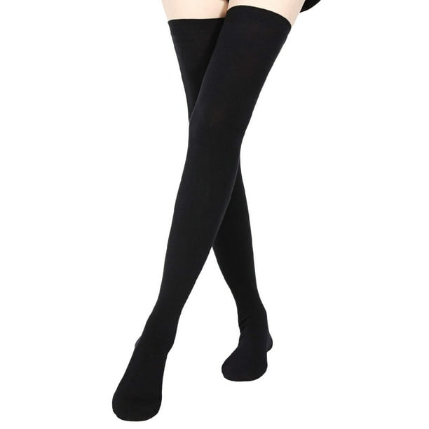 Sonducket 1 par de medias altas hasta el muslo estilo pijo de invierno cálido calcetín botas accesorios de mujer regalos del Día de San Valentín para Medias Negro